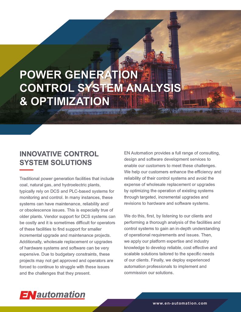 Power Generation Control System Analysis and Optimization