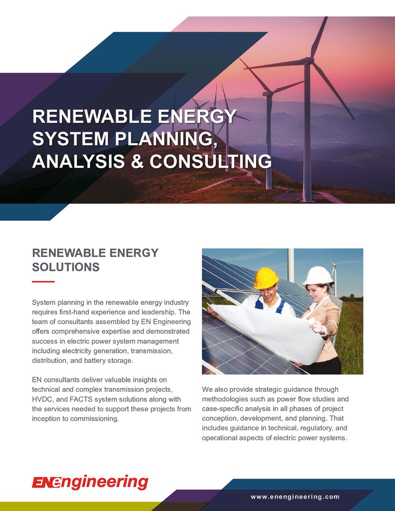 Renewable Energy System Planning, Analysis and Consulting